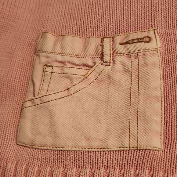 Quacker Factory Pink Zip Front Cardigan Rhinestone Embellished Denim Pockets Siz - Picture 2 of 9